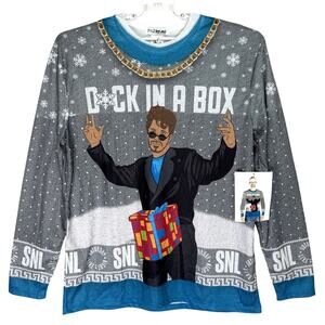 SNL D*ck in a Box Ugly Christmas Shirt Large Long Sleeve Tee Timberlake Samberg